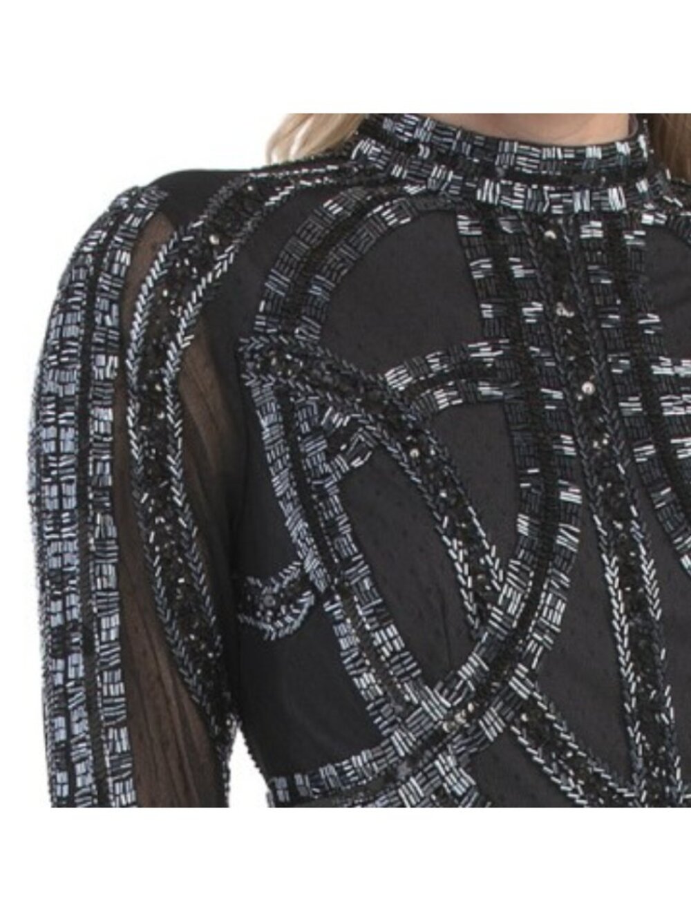 AIDAN MATTOX Long Sleeve Embellished Gown - Picture 4 of 5
